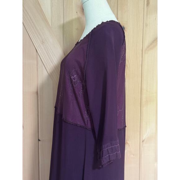 Vintage Nooshin Femme 90s Purple Long Sleeve Lace Dress | Size M - Picture 10 of 15